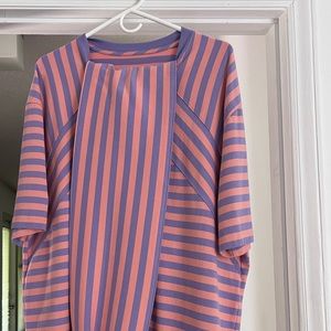 Marc Jacobs Pink Lavender Belted Oversized The Striped T-Shirt Dress